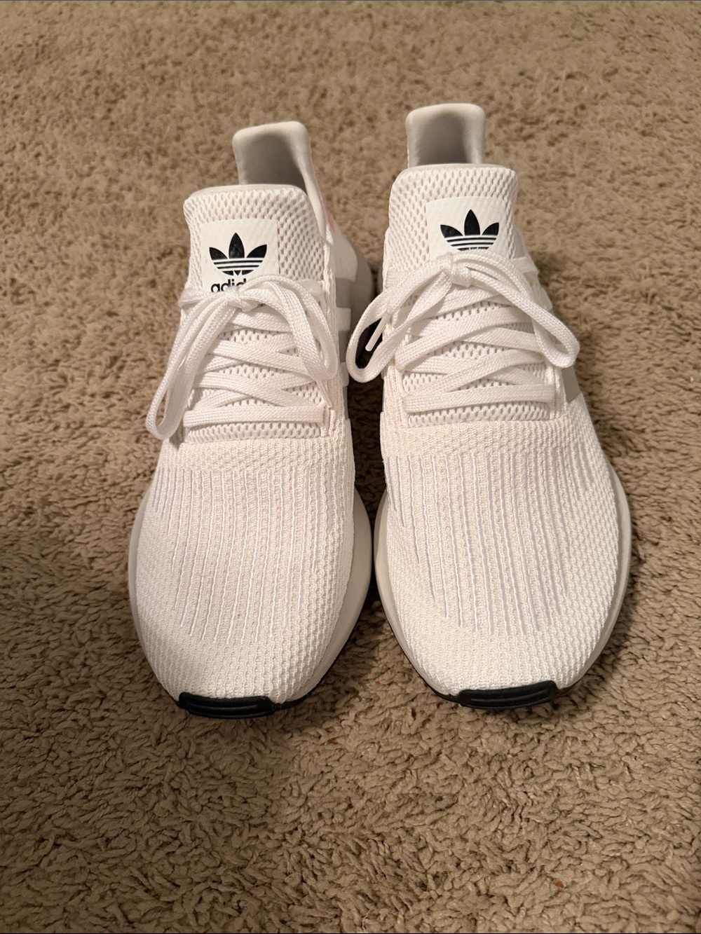 adidas White Knit Men's Sneaker with Black Trefoil